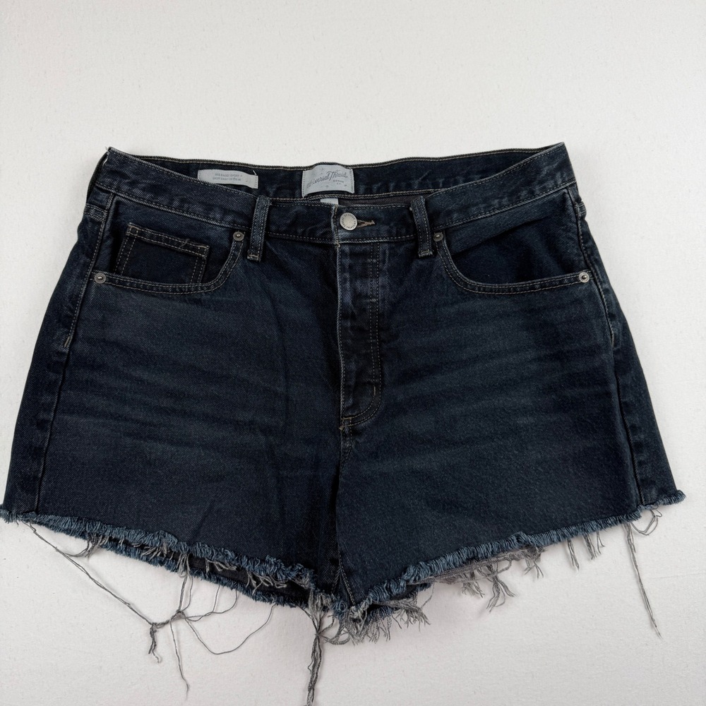 Universal Thread 90s Baggy Shorts Dark Wash Black Denim Cut Off Size 10